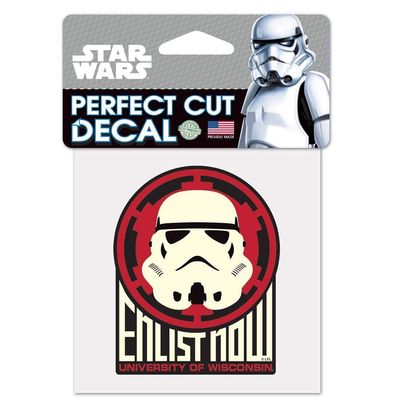 NCAA University of Wisconsin 15544215 Perfect Cut Color Decal, 4" x 4", Black