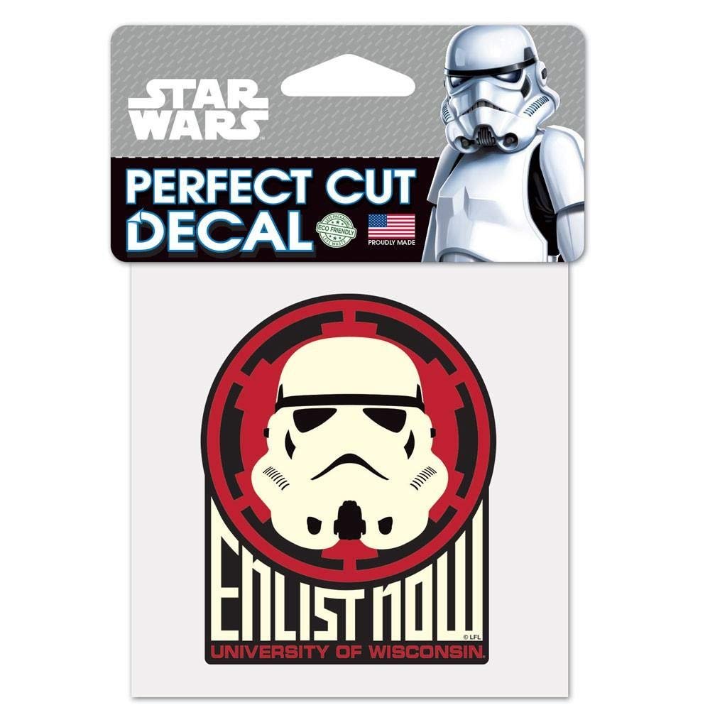 NCAA University of Wisconsin 15544215 Perfect Cut Color Decal, 4" x 4", Black