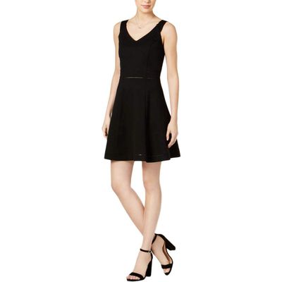 bar III Womens Sleeveless Fit & Flare Casual Dress Black S