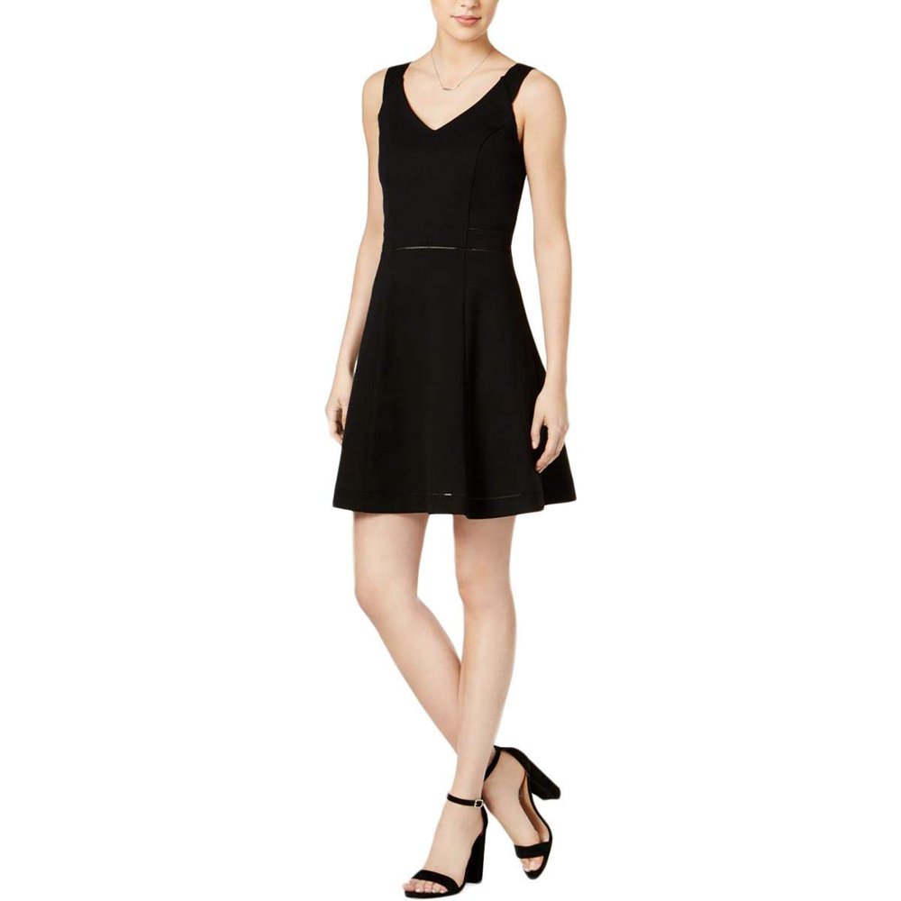 bar III Womens Sleeveless Fit & Flare Casual Dress Black S
