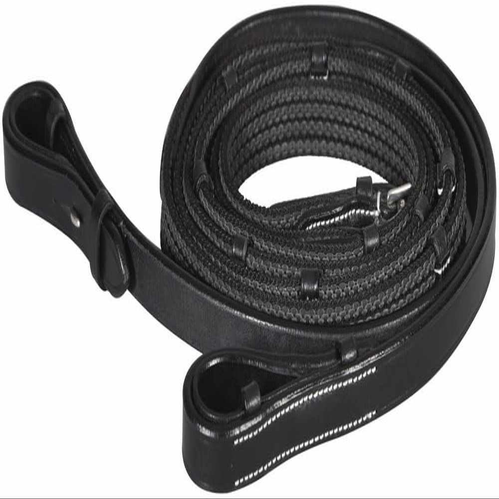 Henri de Rivel Pro Rubber Lined Web Reins - Black - Horse