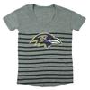 Baltimore Ravens NFL Juniors Womens Striped Slouch Short Sleeve Shirt, Grey view 1