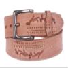 38 mm Snap On Floral Embossed Full Grain Vintage Leather Belt, Beige | 34" view 1