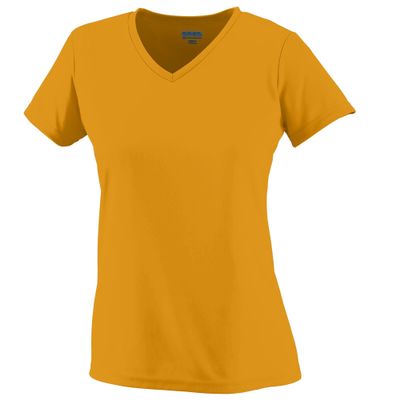 Augusta Sportswear Ladies Moisture-Wicking V-Neck T-Shirt, Medium, GOLD