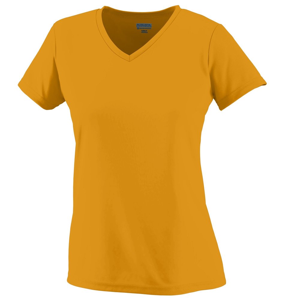 Augusta Sportswear Ladies Moisture-Wicking V-Neck T-Shirt, Medium, GOLD