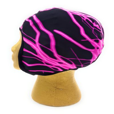 Wrestling Hair Cap - Over The Headgear Style - Pink Lightning (Black Trim)