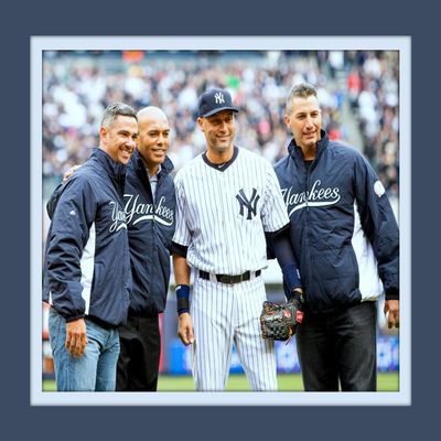 Core Four 4 At Yankee Stadium 11x14 Double Matted 8x10 Photo Derek Jeter Mariano Rivera Andy Pettite Jorge Posada Ny Yankees