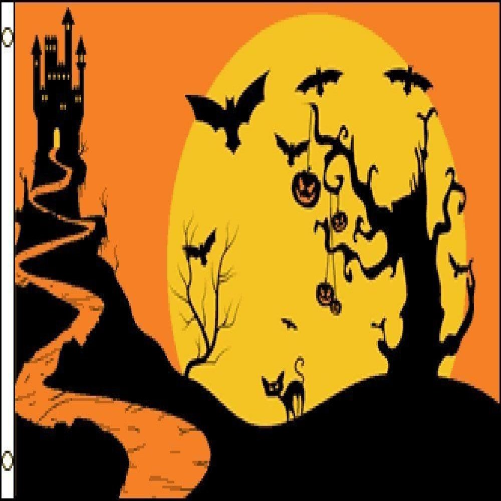 3x5 Halloween Night Happy Halloween Flag 3 x 5 Trick or Treat Bats and Pumpkins Flag 3'x5' house banner grommets
