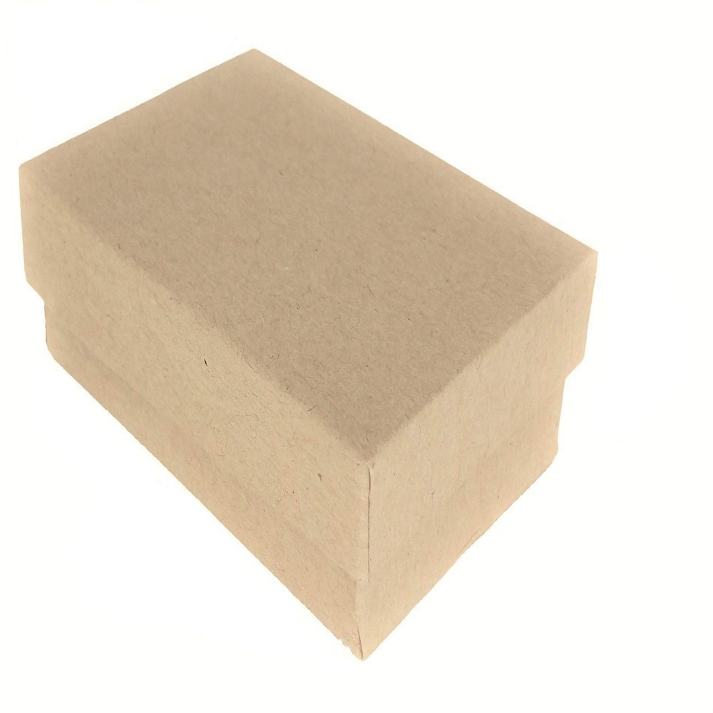 888 Display - Pack of 10 Boxes of 2 5/8" x 1 1/2" x 1" Kraft Brown Matte Finish Cotton Filled Jewelry Boxes