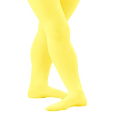 Banner Bonnie Girls' Opaque Microfiber Dance Stockings School Uniform Footed Tights (4-6, Yellow)