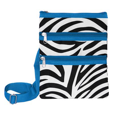Fashion Print Small Hipster Cross-body Bag (Zebra-Blue)