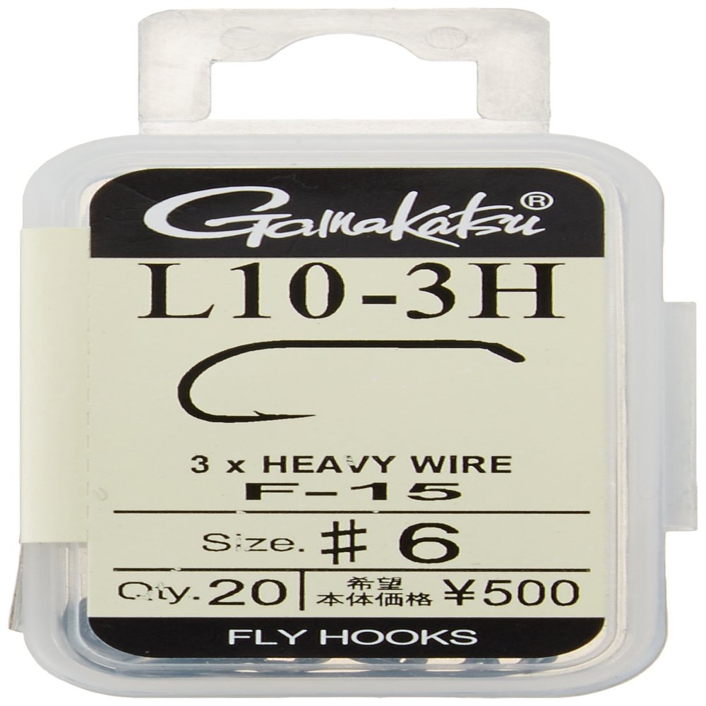 Gamakatsu F-15 12858 Fly Hooks, L10-3H, No. 6, 20 Pieces, NS Black