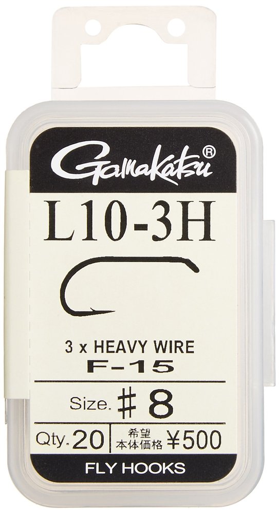 Gamakatsu F-15 12858 Fly Hooks, L10-3H, No. 8, 20 Pieces, NS Black