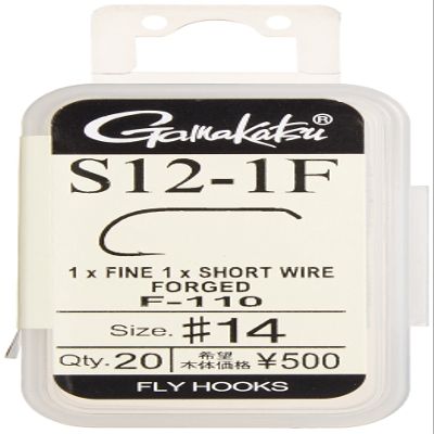 Gamakatsu F110 12870 Fly Hooks, S12-1F, No. 14, 20 Pieces, Black