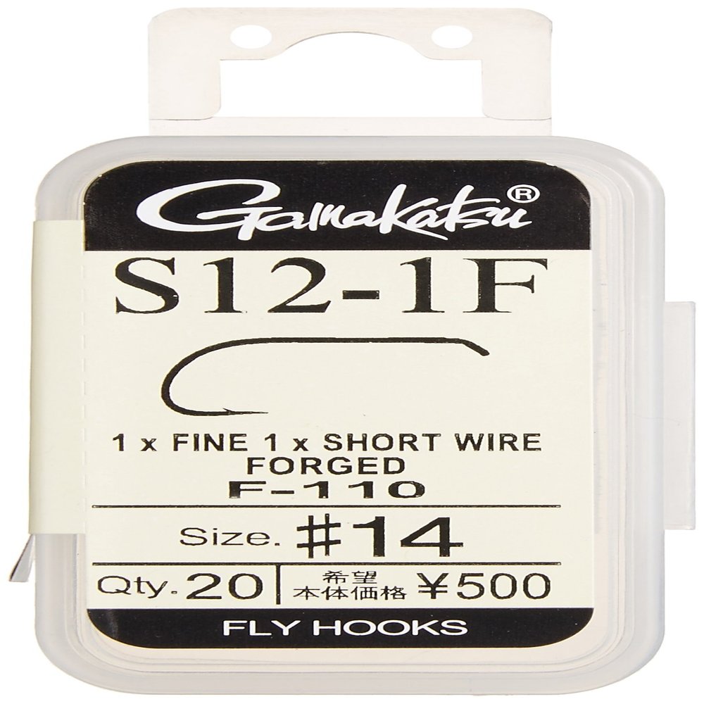 Gamakatsu F110 12870 Fly Hooks, S12-1F, No. 14, 20 Pieces, Black