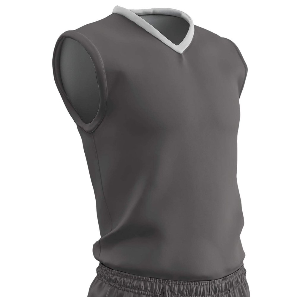 Champro Boys' Clutch Z-Cloth Reversible Basketball Jersey, Charcoal, White, Youth X-Large