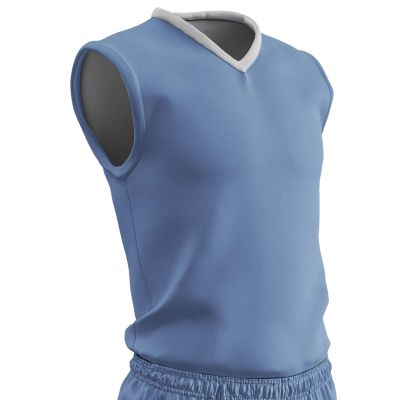 Champro Boys' Clutch Z-Cloth Reversible Basketball Jersey, Light Blue, White, Youth Small