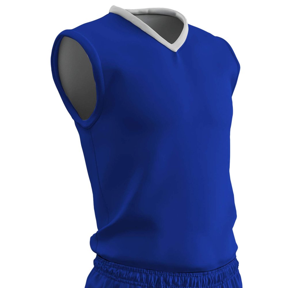 Champro Clutch Z-Cloth, Dri-Gear Reversible Basketball Jersey, Youth X-Large, Royal, White