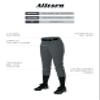 Alleson Athletic Fastpitch Softball Pants for Women. Low Rise Double Knit Charcoal Softball Pants with Belt Loop (Style 605PBW) X-Large view 3