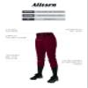 Alleson Athletic Fastpitch Softball Pants for Women. Low Rise Double Knit Maroon Softball Pants with Belt Loop (Style 605PBW) X-Large view 3