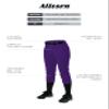 Alleson Athletic Fastpitch Softball Pants for Women. Low Rise Double Knit Purple Softball Pants with Belt Loop (Style 605PBW) Large view 3