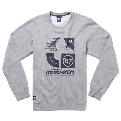 LRG Men's Research Collection Logo Cluster 47 Crew Neck Sweatshirt, Ash Heather, 2XL