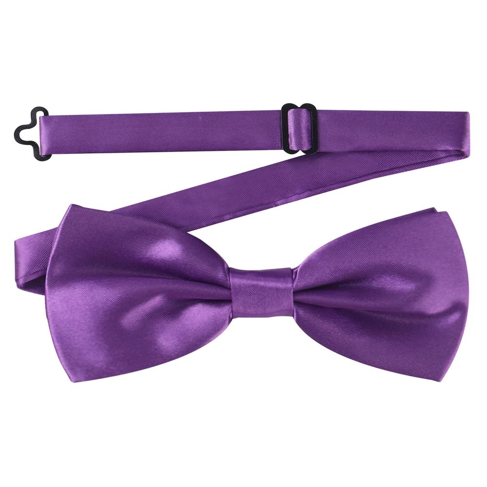 AWAYTR Men's Pre Tied Bow Ties for Wedding Party Fancy Plain Adjustable Bowties Necktie (Purple)