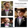 AWAYTR Men's Pre Tied Bow Ties for Wedding Party Fancy Plain Adjustable Bowties Necktie (Light Purple) view 4