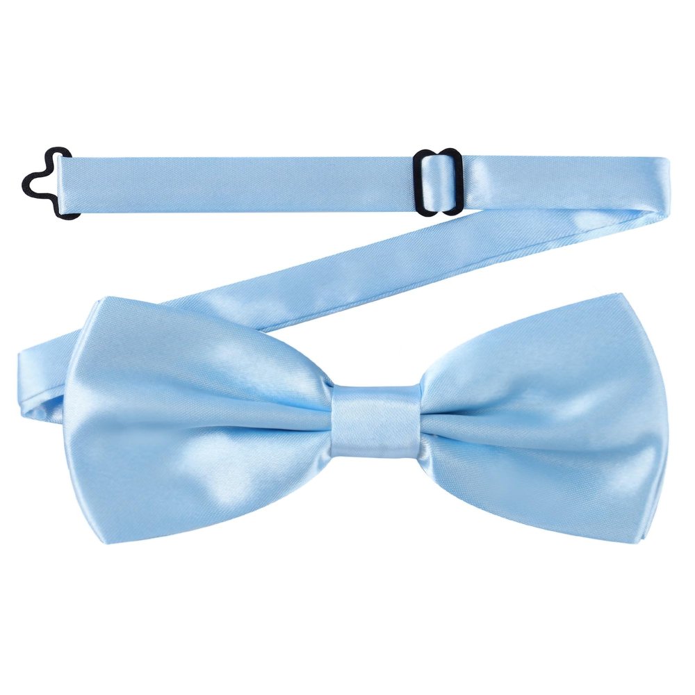 AWAYTR Men's Pre Tied Bow Ties for Wedding Party Fancy Plain Adjustable Bowties Necktie (Light Blue)