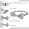 AWAYTR Men's Pre Tied Bow Ties for Wedding Party Fancy Plain Adjustable Bowties Necktie (Silver) view 2
