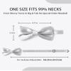 AWAYTR Men's Pre Tied Bow Ties for Wedding Party Fancy Plain Adjustable Bowties Necktie (Silver) view 3