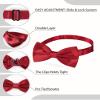 AWAYTR Men's Pre Tied Bow Ties for Wedding Party Fancy Plain Adjustable Bowties Necktie (Dark Red) view 2