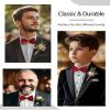 AWAYTR Men's Pre Tied Bow Ties for Wedding Party Fancy Plain Adjustable Bowties Necktie (Dark Red) view 4