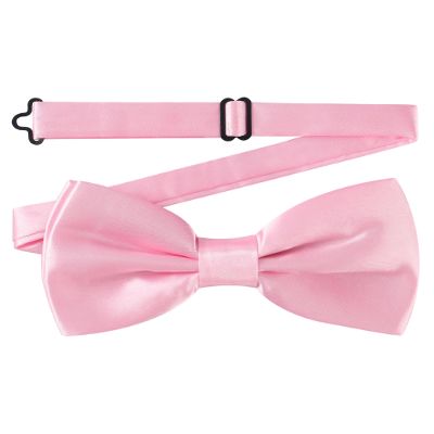 AWAYTR Men's Pre Tied Bow Ties for Wedding Party Fancy Plain Adjustable Bowties Necktie (Light Pink)