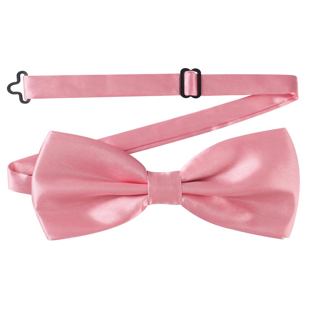 AWAYTR Men's Pre Tied Bow Ties for Wedding Party Fancy Plain Adjustable Bowties Necktie (Dark Pink)