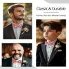 AWAYTR Men's Pre Tied Bow Ties for Wedding Party Fancy Plain Adjustable Bowties Necktie (Dark Pink) view 4
