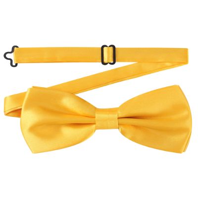 AWAYTR Men's Pre Tied Bow Ties for Wedding Party Fancy Plain Adjustable Bowties Necktie (Golden Yellow)