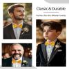 AWAYTR Men's Pre Tied Bow Ties for Wedding Party Fancy Plain Adjustable Bowties Necktie (Golden Yellow) view 4