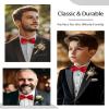 AWAYTR Men's Pre Tied Bow Ties for Wedding Party Fancy Plain Adjustable Bowties Necktie (Purplish Red) view 4