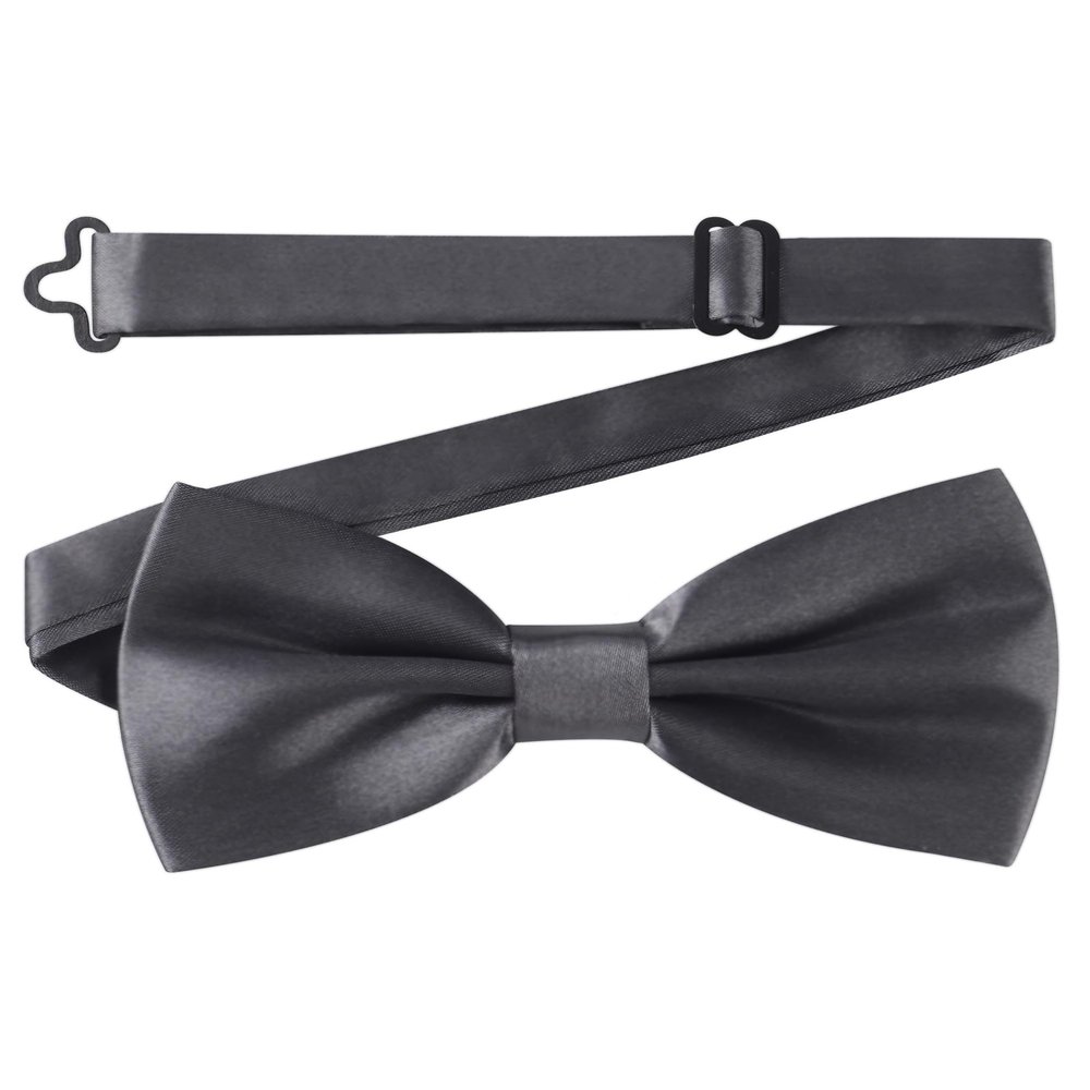 AWAYTR Men's Pre Tied Bow Ties for Wedding Party Fancy Plain Adjustable Bowties Necktie (Dark Gray)