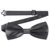 AWAYTR Men's Pre Tied Bow Ties for Wedding Party Fancy Plain Adjustable Bowties Necktie (Dark Gray) view 1