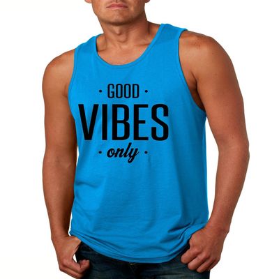 ALLNTRENDS Men's Tank Top Good Vibes Only (S, Turquoise)