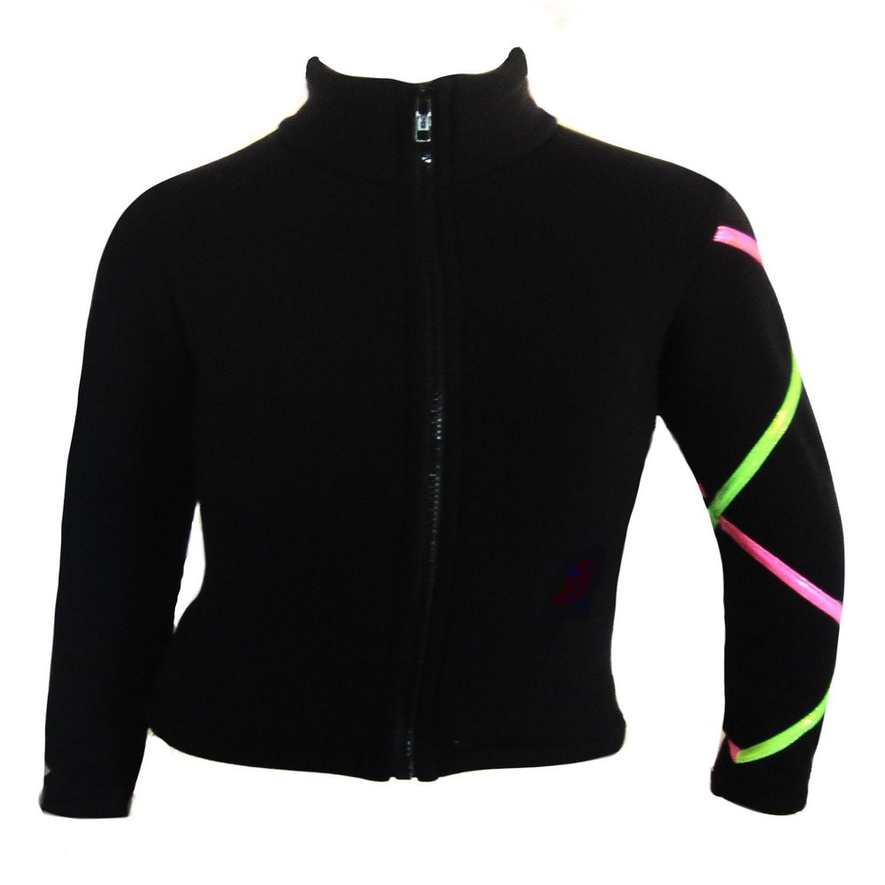 Ice Fire Girls Criss Cross Fleece Jacket (Pink/Lime, Child X-Small)