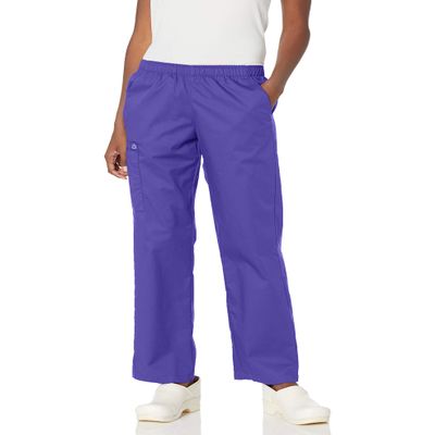 Wink WonderWORK Women's Pull-On Cargo Scrub Pant, Grape, S