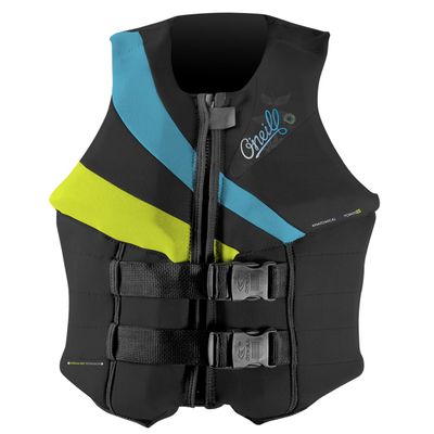 O'Neill Women's Siren USCG Life Vest, Black/Dayglo/Turquoise, 10