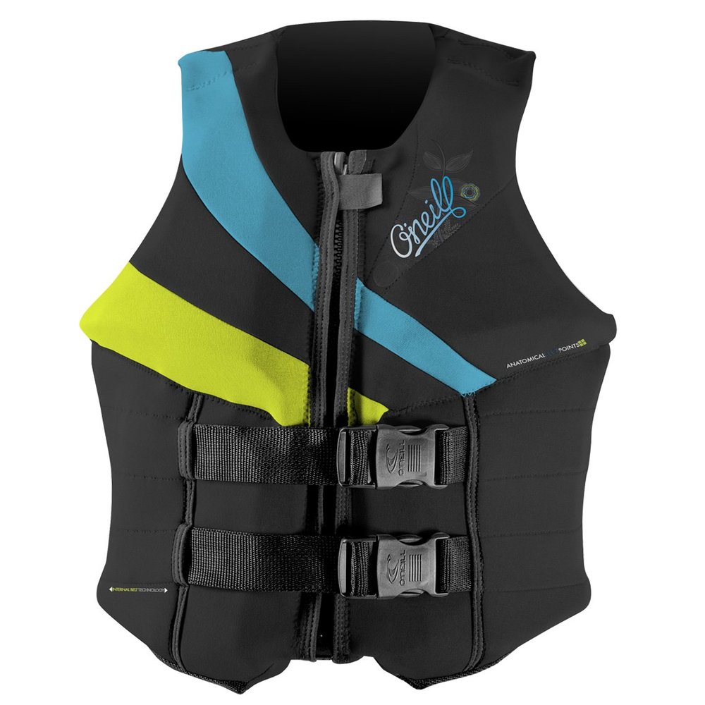 O'Neill Women's Siren USCG Life Vest, Black/Dayglo/Turquoise, 10