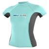 O'Neill Girls Premium Skins Upf 50+ Short Sleeve Rash Guard, Seaglass/Graphite/Seaglass, 10 view 1