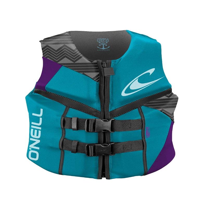 O'Neill Wetsuits Women's Reactor USCG Life Vest,Turquoise/UV/Black,12