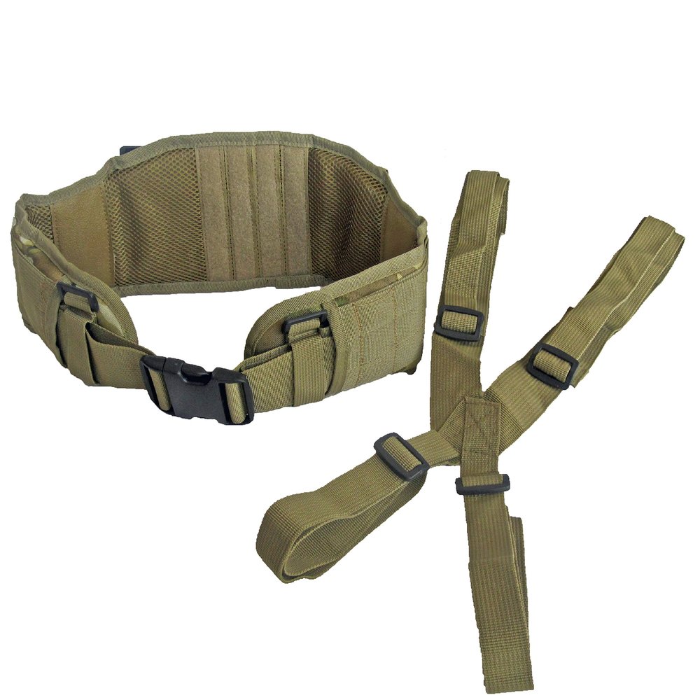 DLP Tactical MOLLE Battle Belt with Suspenders (CP)