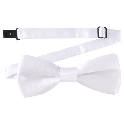 AWAYTR Boys Child Kids Bow ties - Adjustable Pre Tied Solid Color Wedding Party Bowties (Whie)